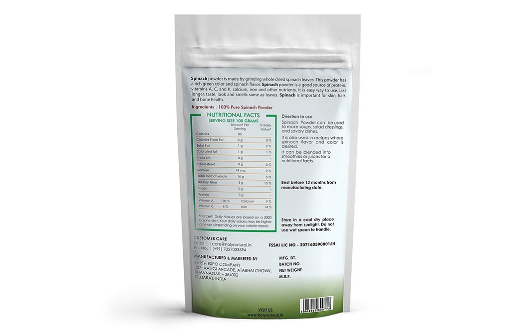 Holy Natural Spinach Powder    Pack  200 grams